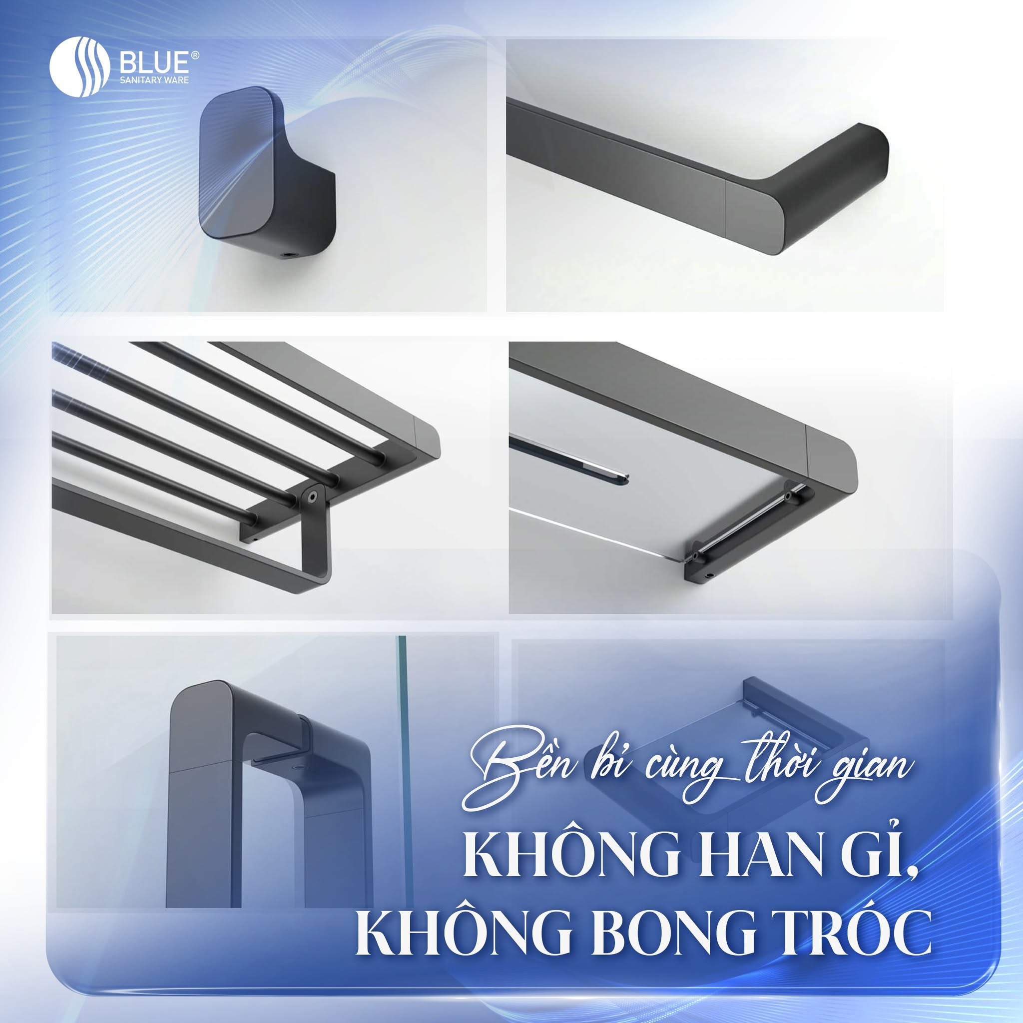 Phụ kiện Inox 304 cho vách tắm kính cao cấp Blue Sanitary
