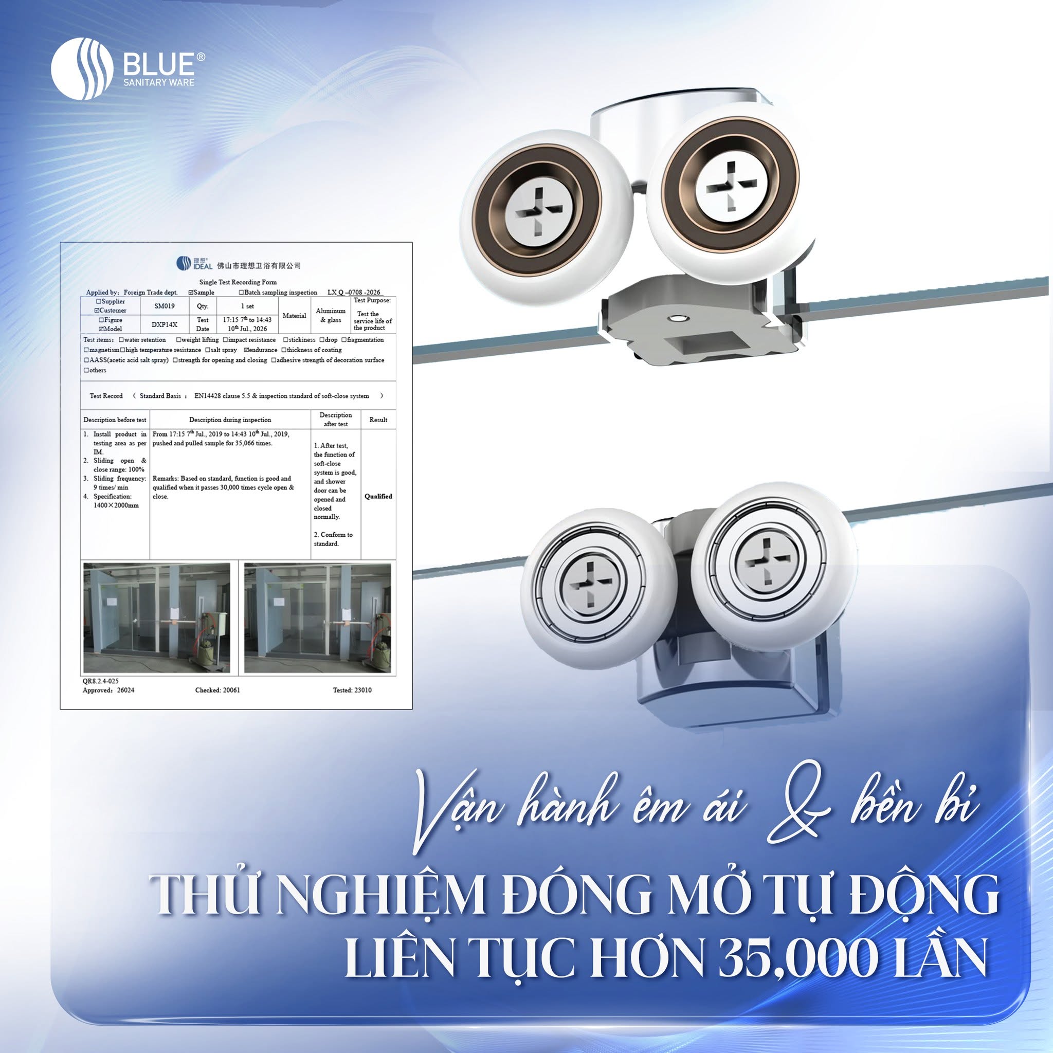 Thiết kế Ultra Slim và Nano Easy Clean của vách tắm kính cao cấp Blue Sanitary