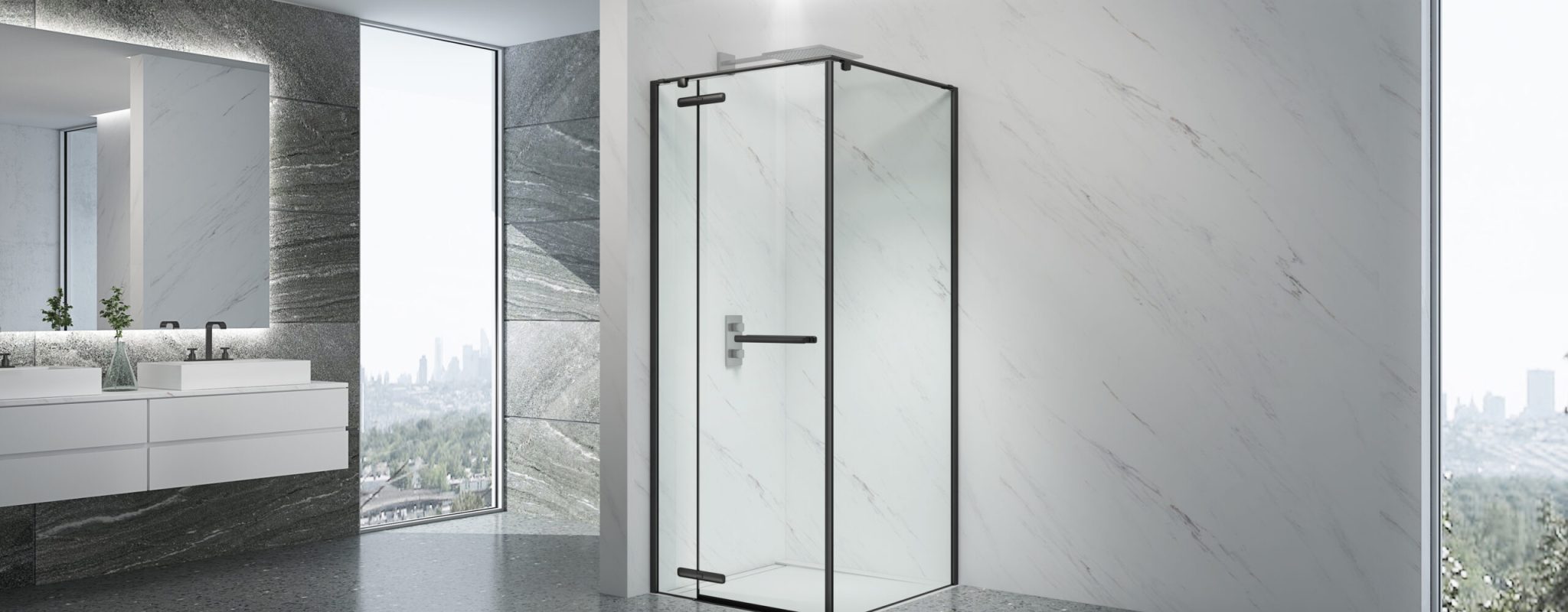 vách tắm kính cao cấp Blue Sanitary cho phòng tắm hiện đại